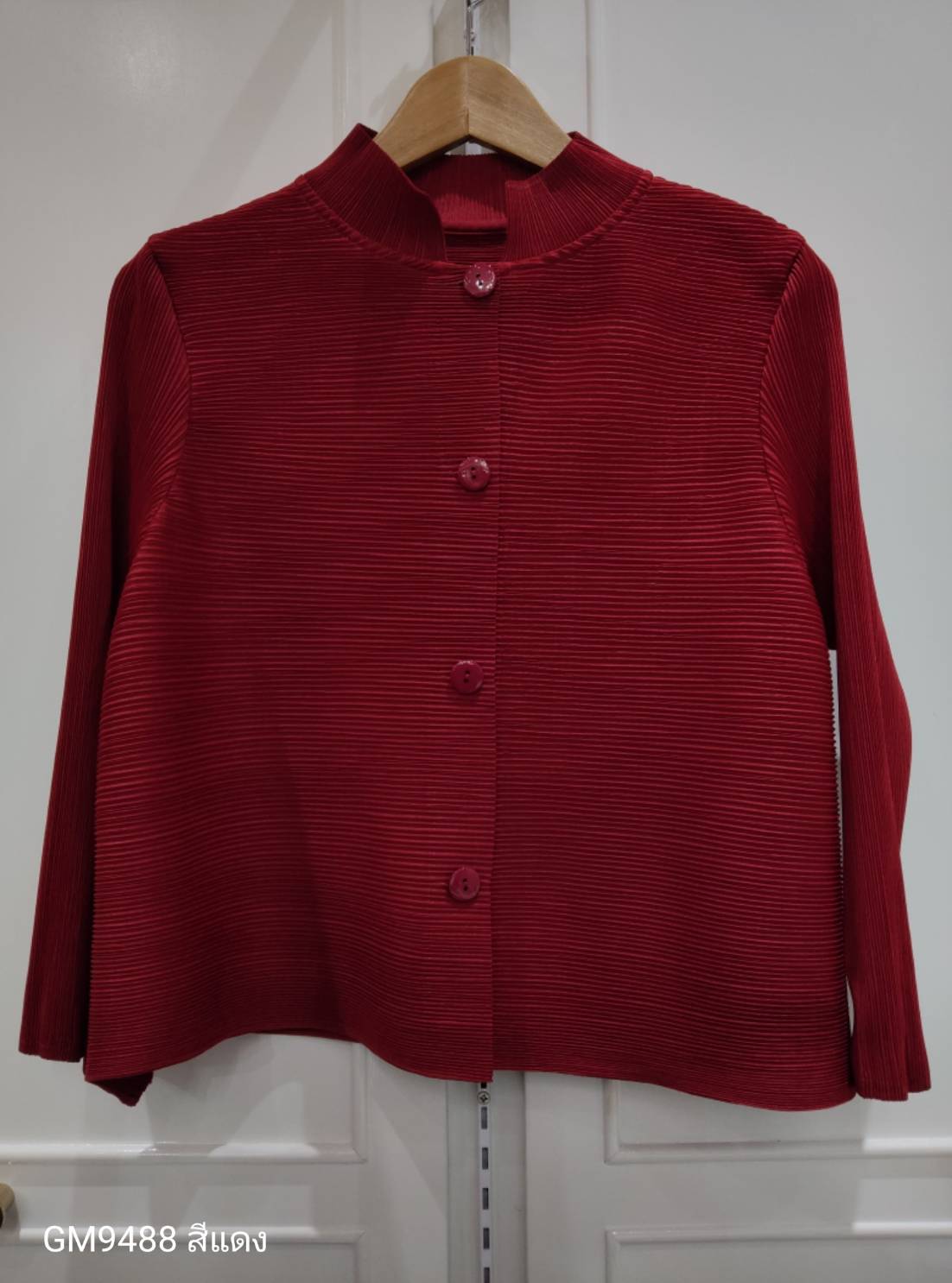 อก42 (ทรงเล็ก) 2MUAY GM9488 เสื้ออัดพลีทคอปกแมนดาริน กระดุมผ่าหน้า แขนยาว LONG SLEEVE PLEATED TOP 7 สี FREE SIZE