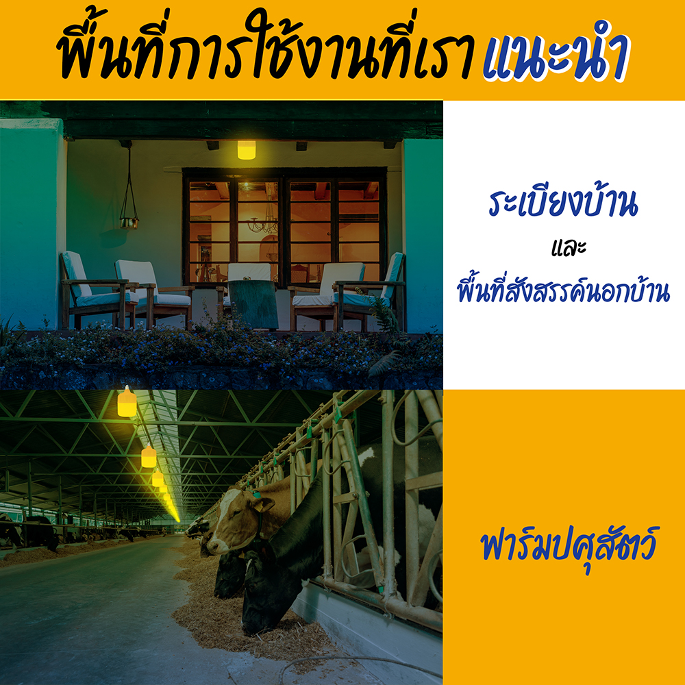 หลอดไฟไล่ยุงและแมลง 25W 45W 65W ขั้วE27 นวัตกรรมใหม่ ทรงกระบอก แสงสีส้มเข้ม ไล่ยุงและแมลงได้ดียิ่งขึ้น
