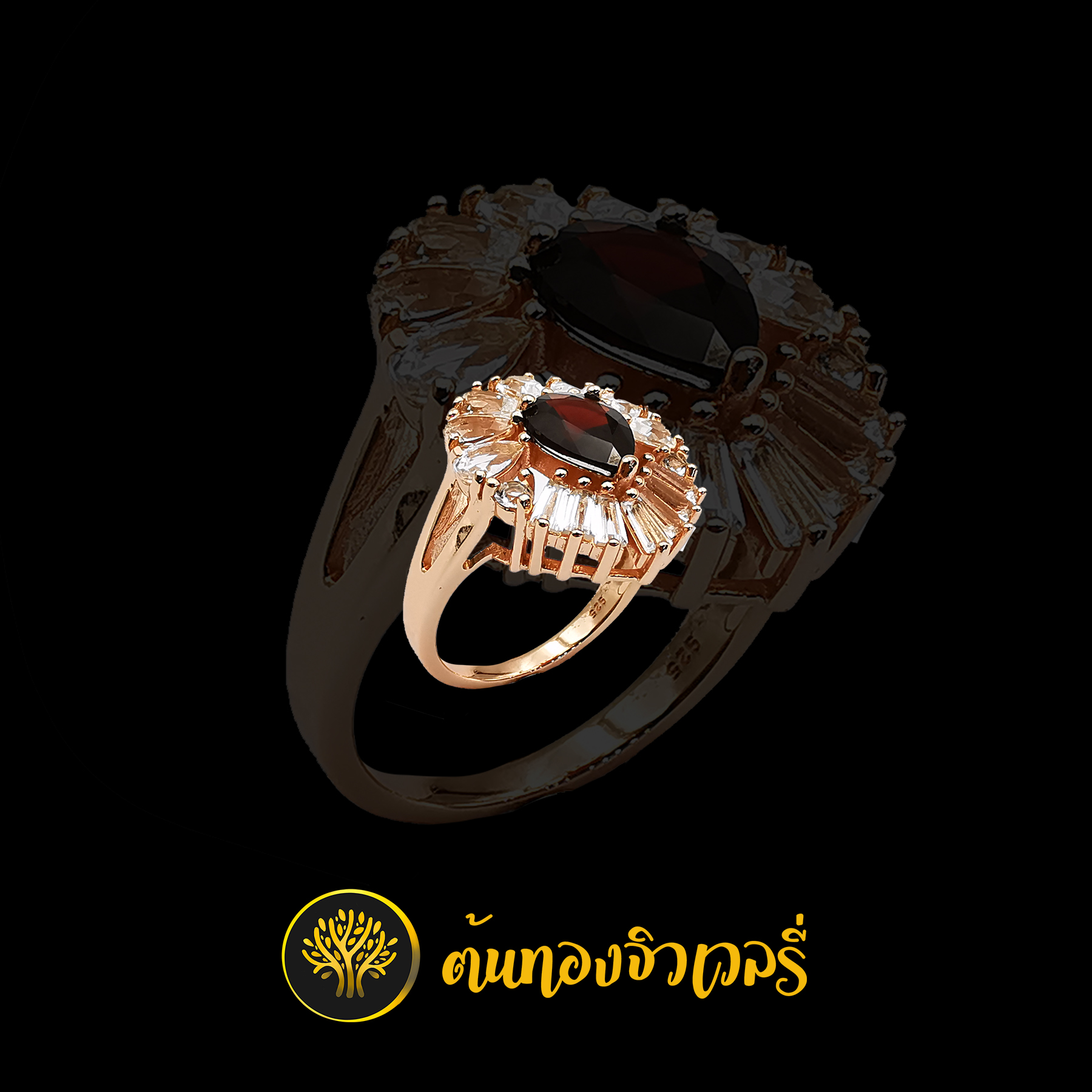 แหวนพลอยทับทิม ล้อมเพชร หน้าแหวนกว้างๆ พลอยทับทิมเด่นมากๆเลยครับ