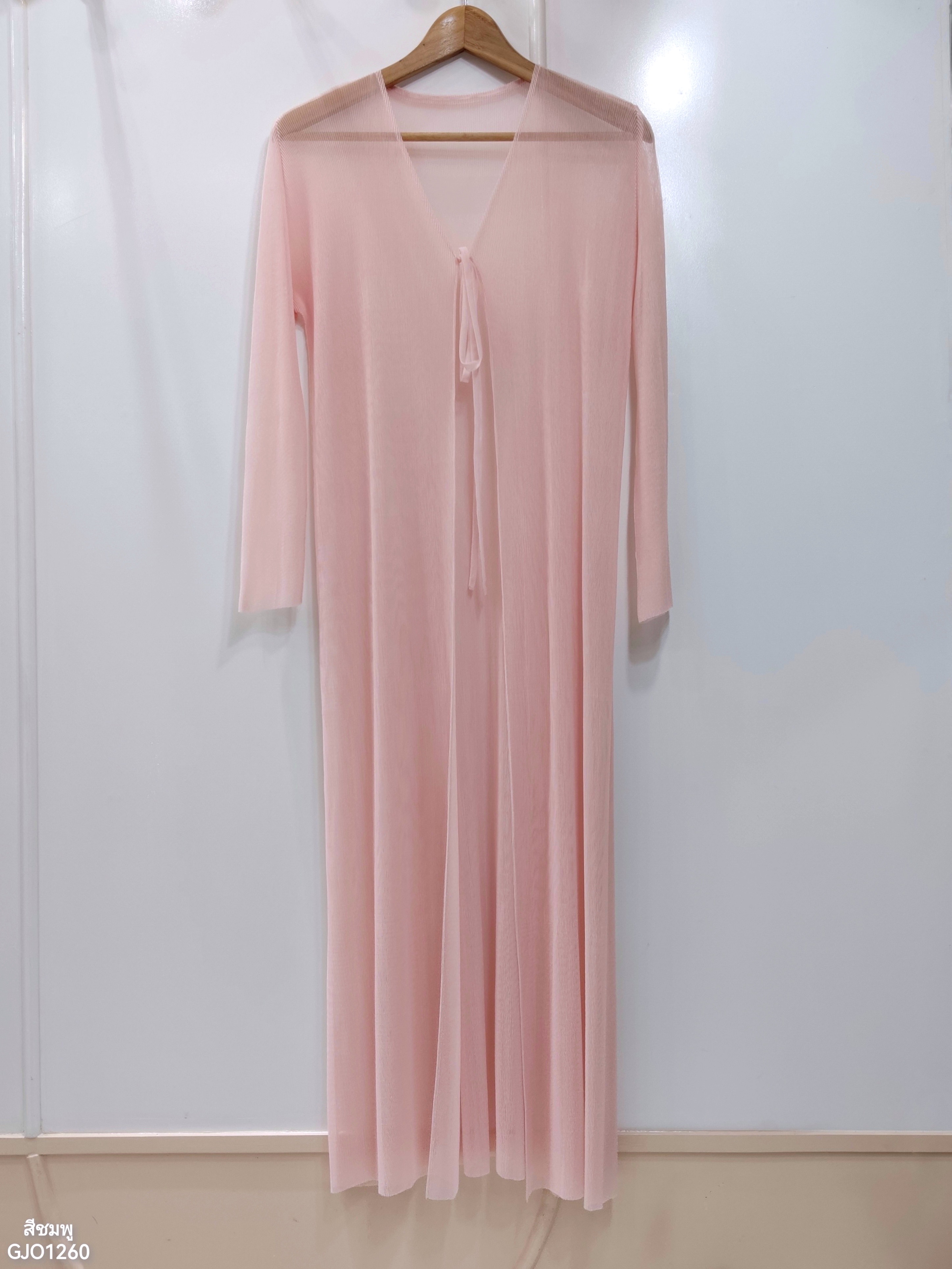 ปรับราคาลง20%!! 2MUAY รุ่น GJO1260 เสื้อคลุมพลีทคุณภาพ TRANSPARENT PLEATED LONG CARDIGAN 5 สี FREE SIZE