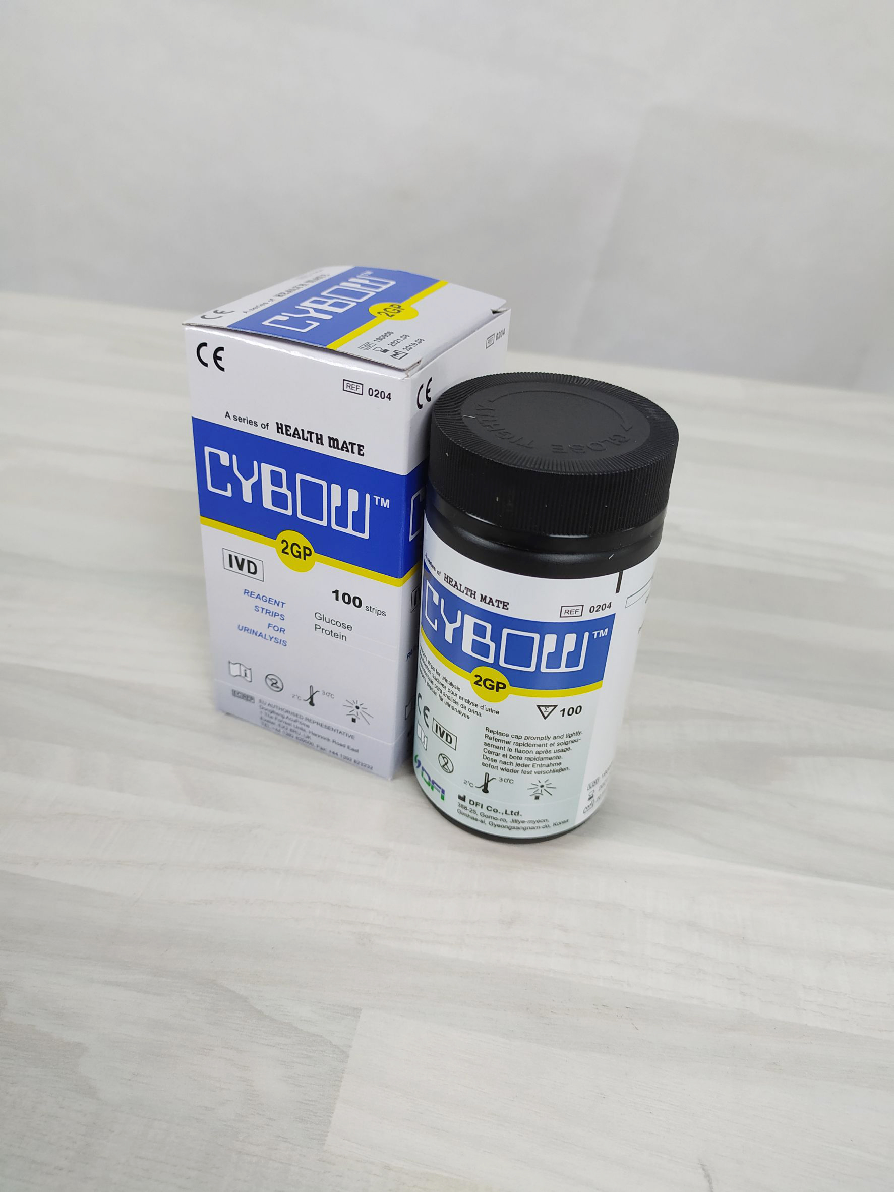 แถบตรวจปัสสาวะ Cybow 2GP 100 strips Glucose Protein แถบตรวจหาสารเคมีในปัสสาวะ ดูการทำงานของตับและไต, ความสมดุลกรดด่าง