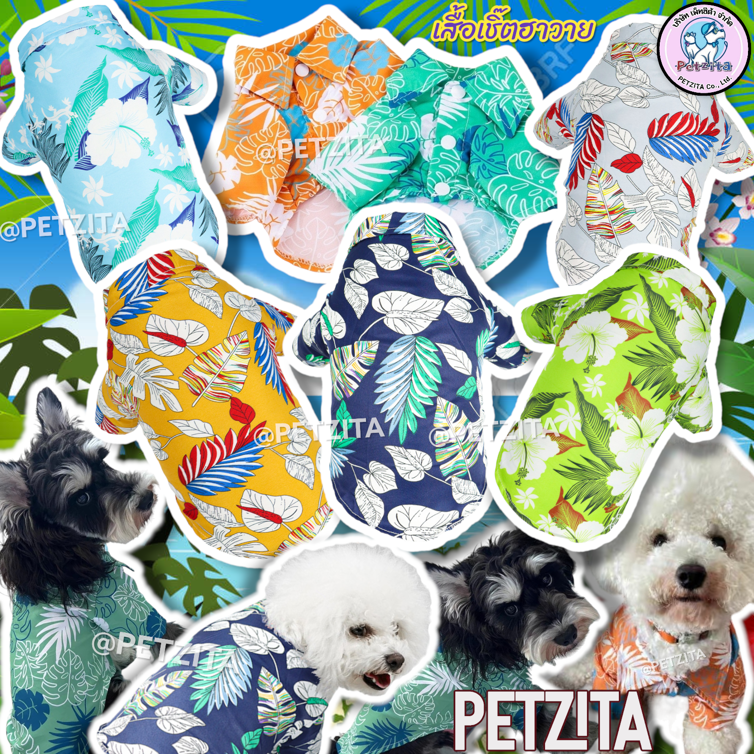 🇹🇭พร้อมส่ง🇹🇭 ⛱🌴🌺 เสื้อฮาวาย เท่ห์สุดๆ เสื้อสัตว์เลี้ยง สุนัข หมา แมว