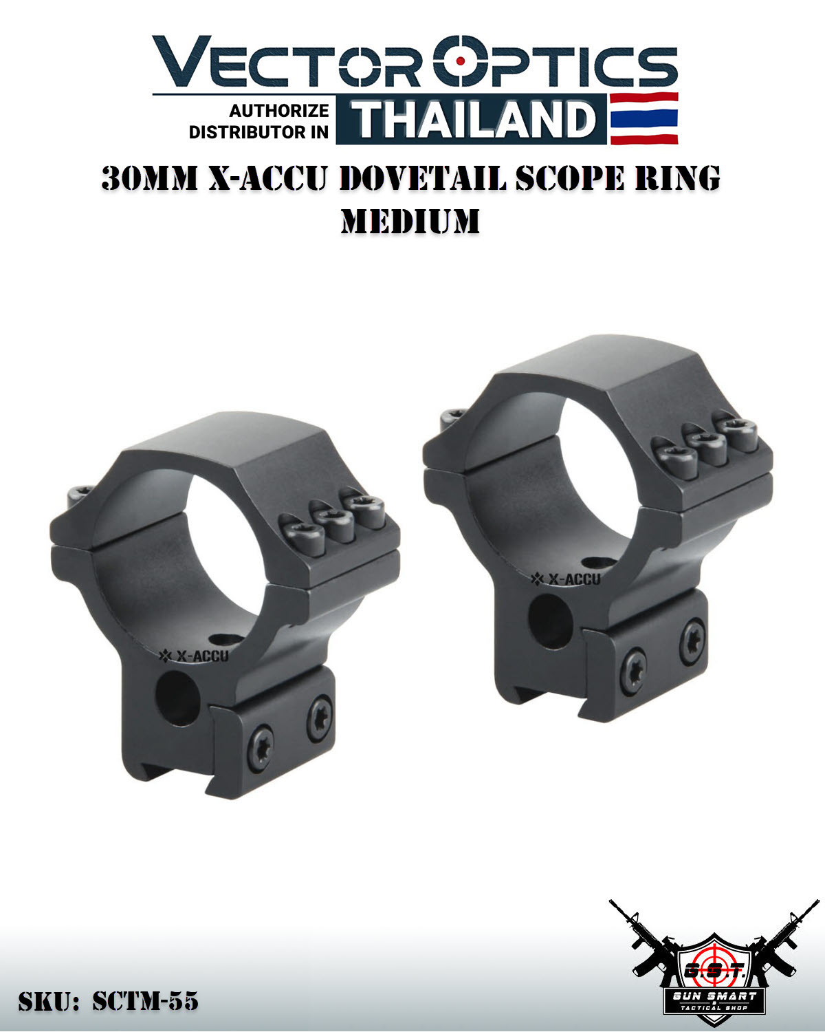 30MM X-ACCU DOVETAIL SCOPE RING MEDIUM