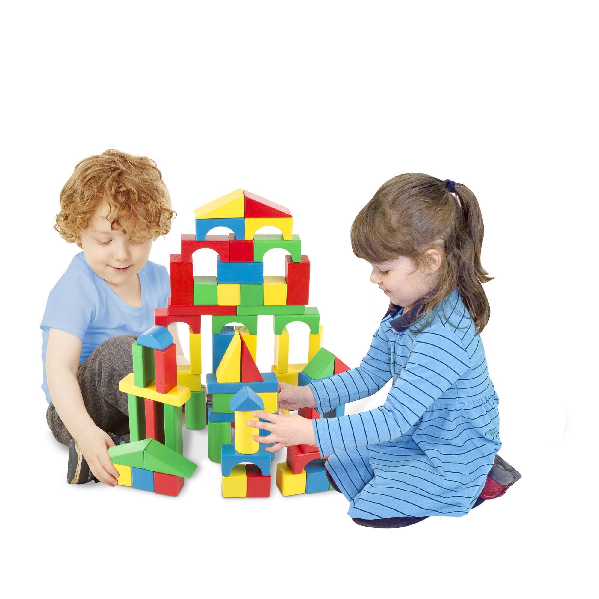 100 Wood Blocks Set บล๊อกไม้สารพัดรูปร่างและหลากสี ส่งเสริมการวางแผน เรียนรู้เรื่องสี รูปร่าง โครงสร้าง Melissa & Doug