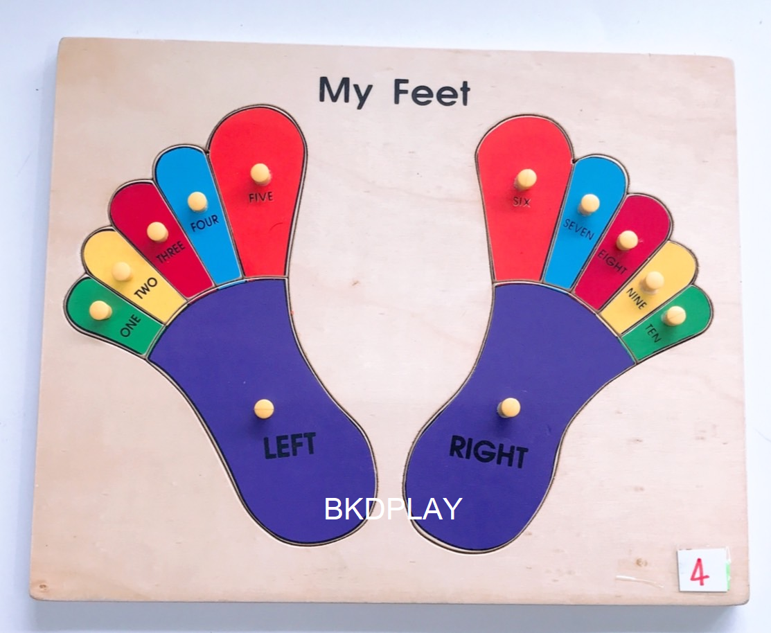 เท้าของฉัน , ของเล่นไม้, ของเล่นเสริมพัฒนาการ, ของเล่นเด็กอนุบาล, สื่อการสอนเด็กอนุบาล วัสดุและสี ปลอดภัยต่อเด็ก มีมาตรฐาน มอก. ตามที่ สพฐ. กำหนด