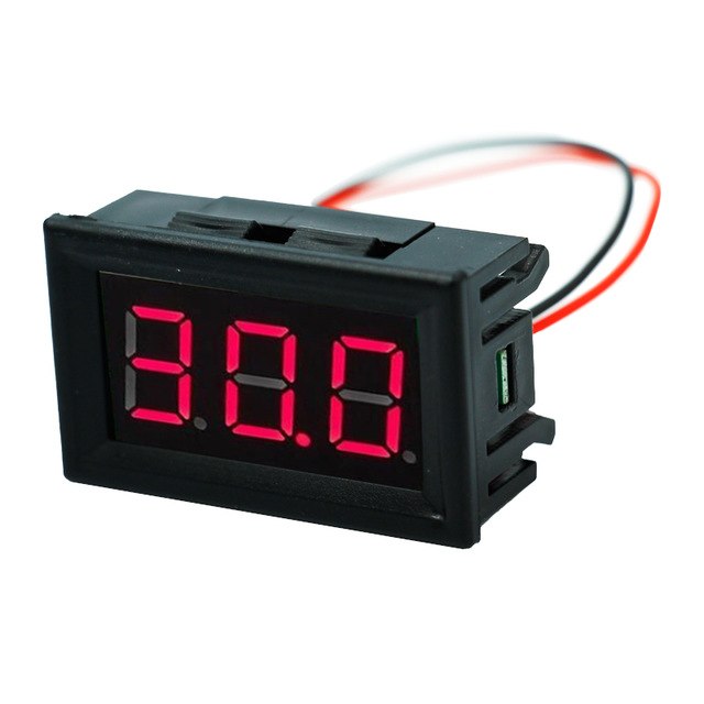 หน้าจอวัดโวลต์ DC4.5V-30.0V ใช้สายไฟ 2 เส้นสีแดง Two-wire DC voltage meter head 0.56 inch LED digital voltmeter DC4.5V-30.0V reverse connection protection