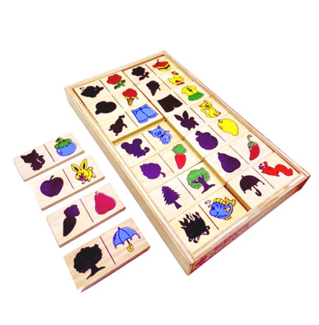 โดมิโนภาพกับเงา ,ของเล่นไม้, ของเล่นเสริมพัฒนาการ, ของเล่นเด็ก, สื่อการสอน