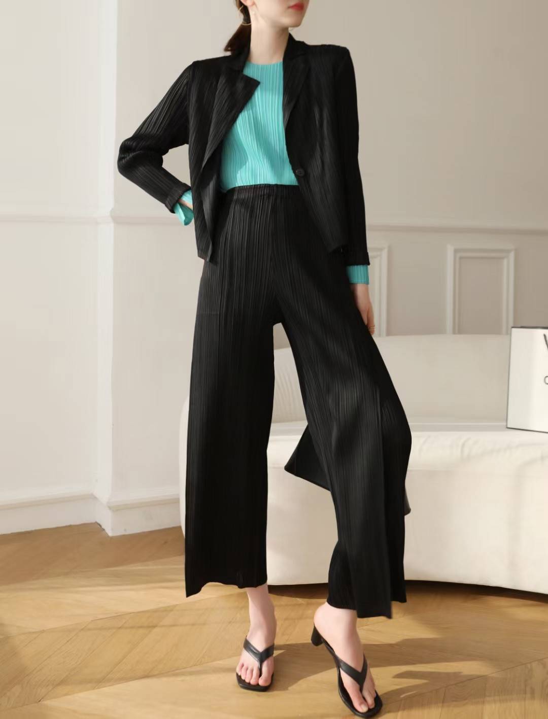 กก ยาว 37นิ้ว!! 2MUAY รุ่น GJO7045/GJO7271 เซ็ตพลีท MINIMAL SUIT PLEATED SET 8สี FREE SIZE