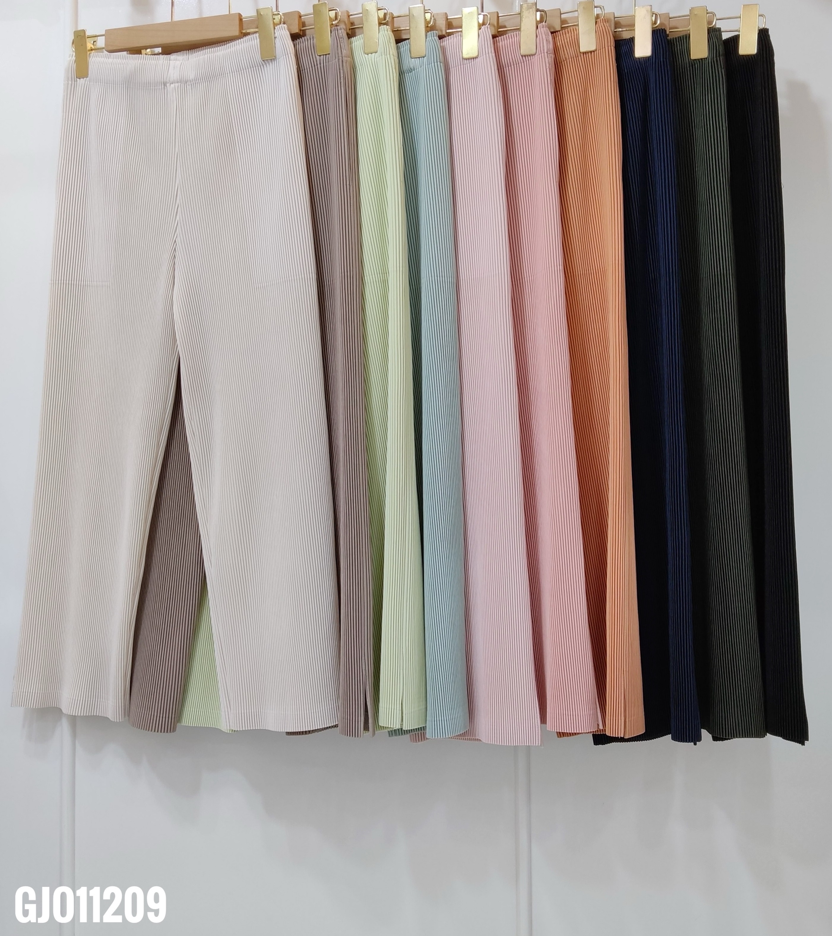 ยาว 33.5นิ้ว 2MUAY รุ่น GJO11209 กางเกงพลีทผ้าหนา THICK STRAIGHT LEG PLEATED PANTS 10 สี FREE SIZE