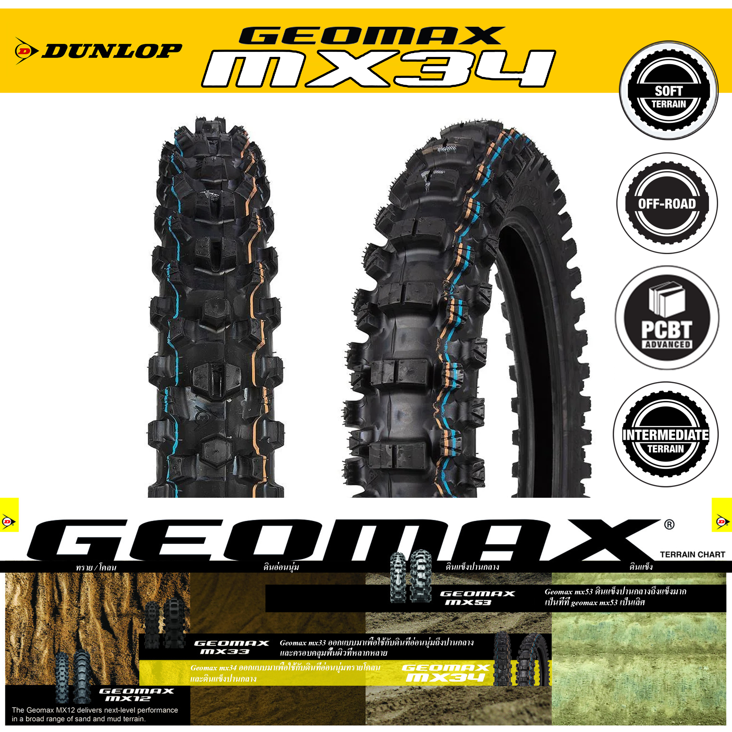 ยาง Dunlop Geomax MX34 Soft ทราย / โคลน / ดินอ่อน / ดินแข็งปานกลาง
