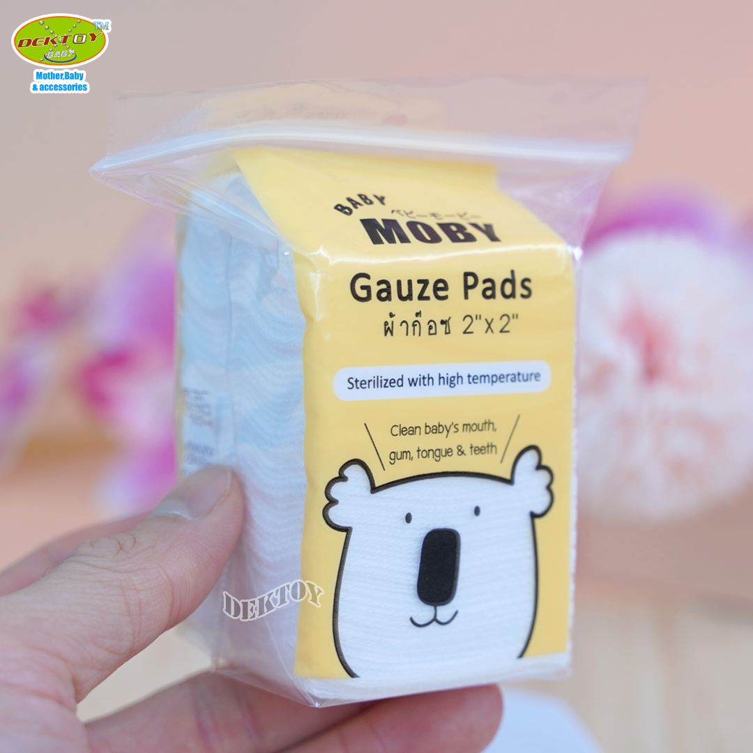 Baby moby โมบี้ ผ้าก๊อซเช็ดลิ้นทารก แบบถุง ขนาด 2นิ้ว 50 แผ่น
