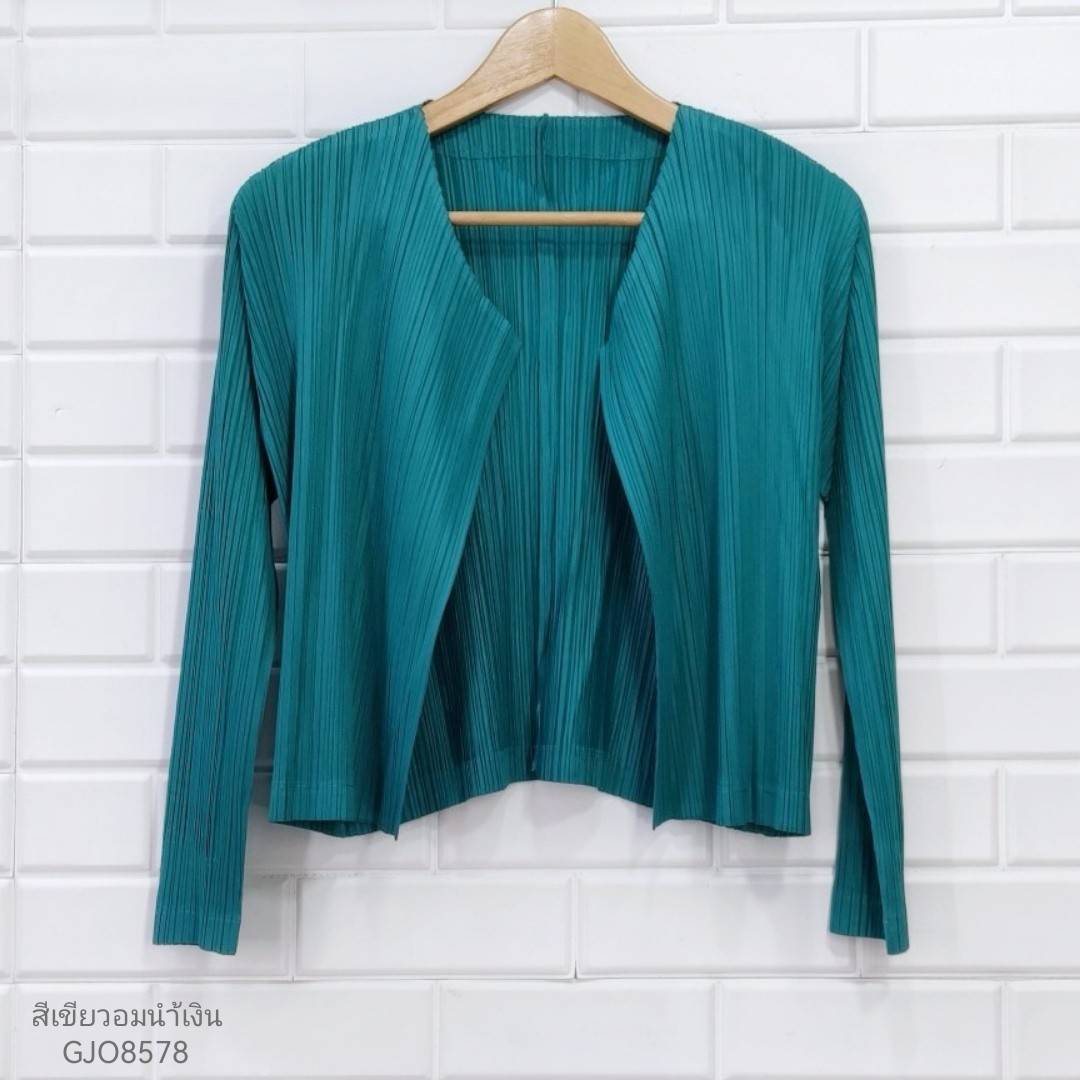 2MUAY BASIC รุ่น GJO8578 CROPPED PLEAT CARDIGAN เสื้อคลุมผู้หญิง เสื้อคลุมพลีทคุณภาพ 11สี FREE SIZE