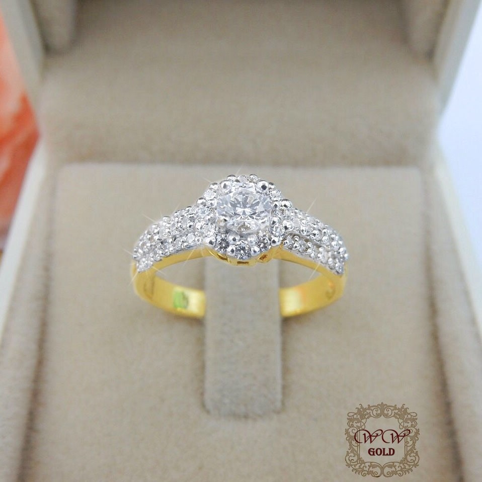แหวนดีไซน์เพชรประกบ เรียงสวยระยิบ (Hat 3)