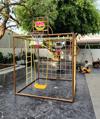 ลูกเต๋าปีนป่าย ชุดรวมปีนป่ายสี่เหลี่ยมA2 ปีนป่ายเชือก พร้อมบาร์โหน บาร์ไต่ ชิงช้า เครื่องเล่นสนามเหล็ก เครื่องเล่นสนามกลางแจ้ง OutdoorPlayground