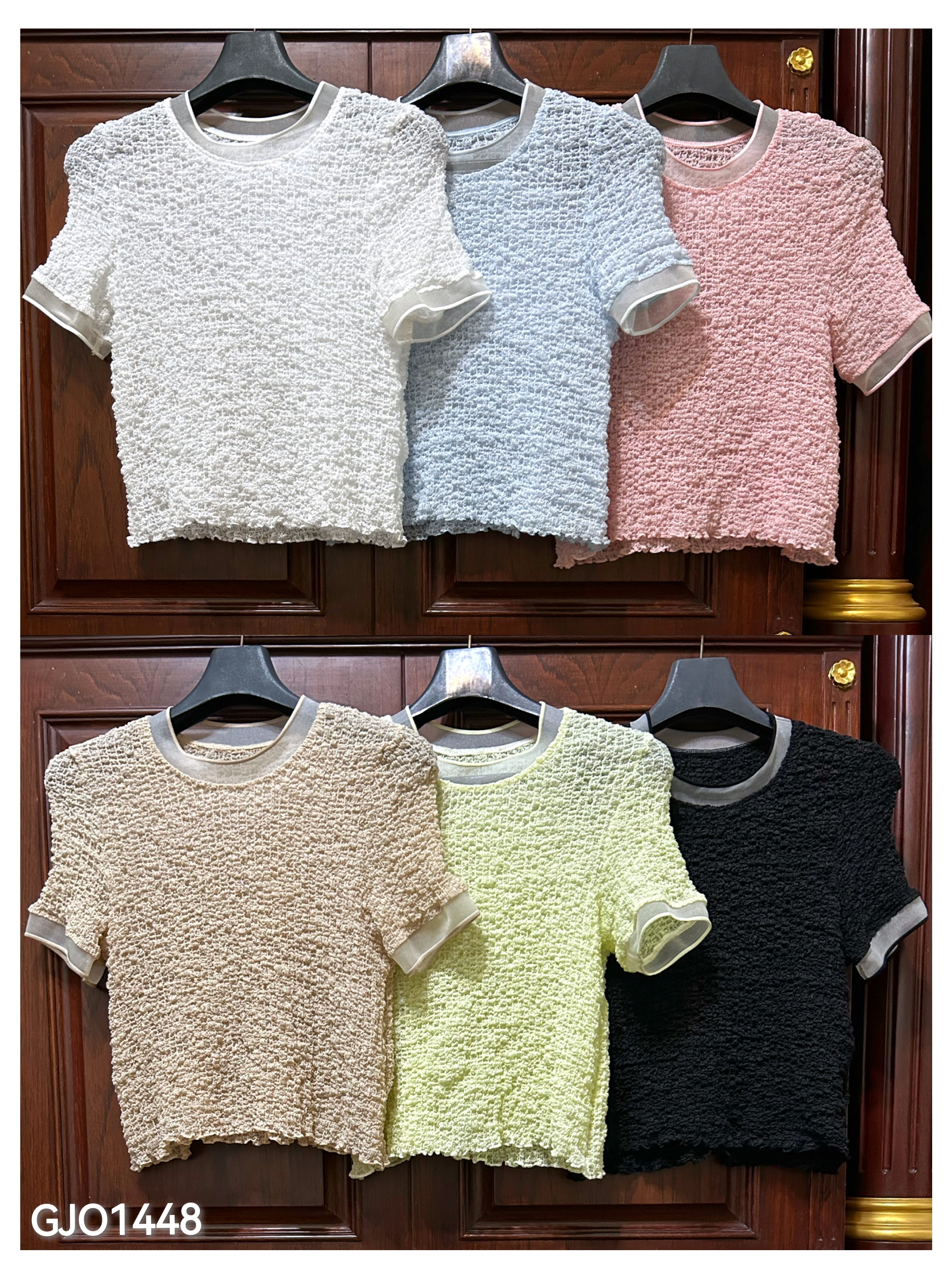 ปรับราคาลง20%!! 2MUAY รุ่น GJO1448 เสื้อพลีทคุณภาพ SMOCK PLEATED TOP 6 สี FREE SIZE