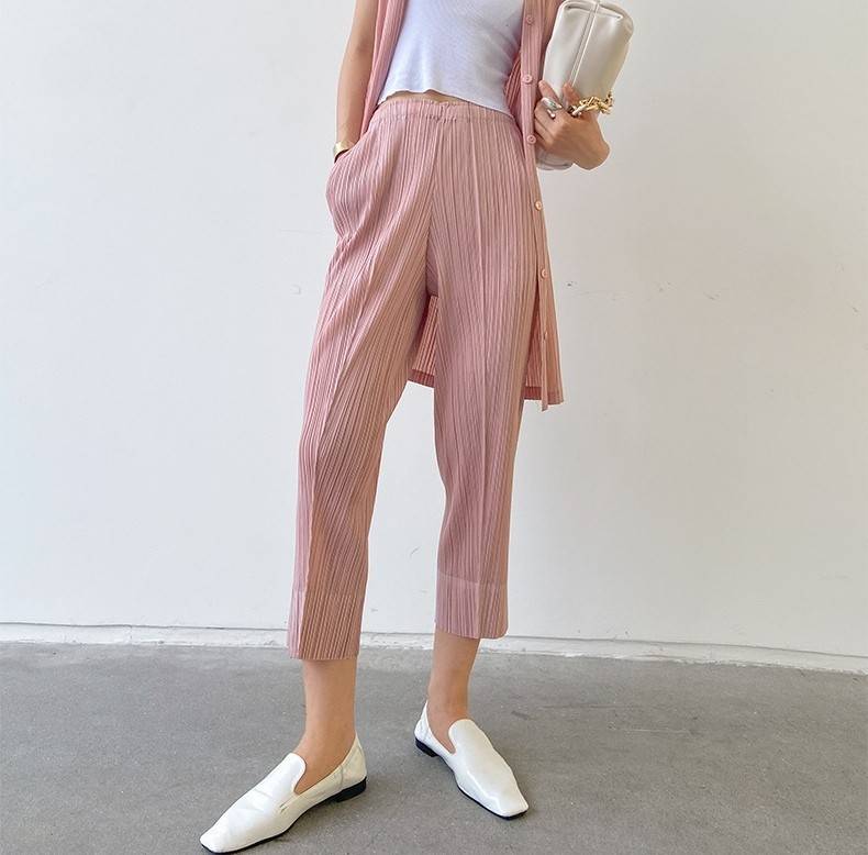 ปรับราคาลง20%!! ยาว34นิ้ว! 2MUAY รุ่น GJO7582 กางเกงพลีทคุณภาพ SLIM TUCK PLEATED PANTS 9 สี FREE SIZE