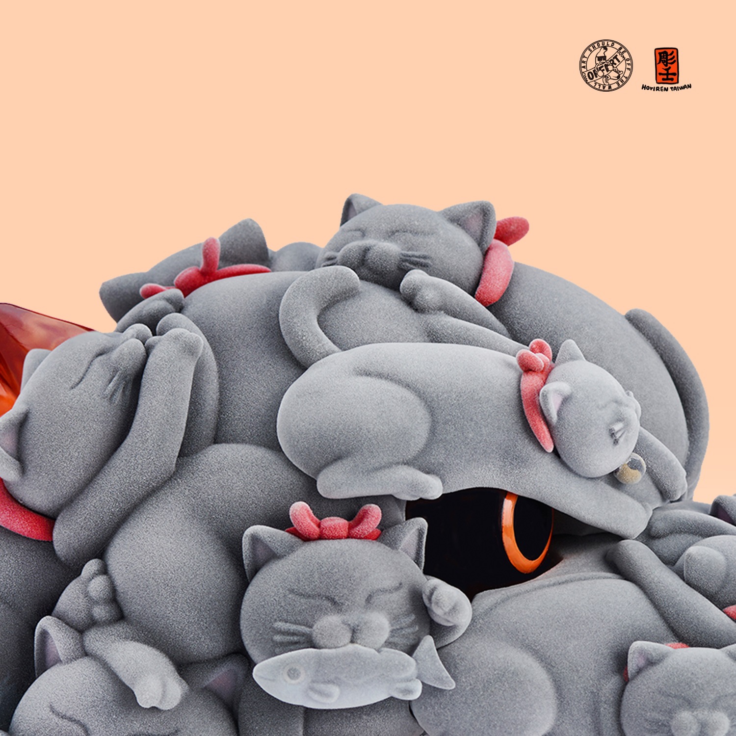 [สั่งจอง] OFFART x Horiren Red Flame Hundred Cats Resin Bust Original Flocked Ver.