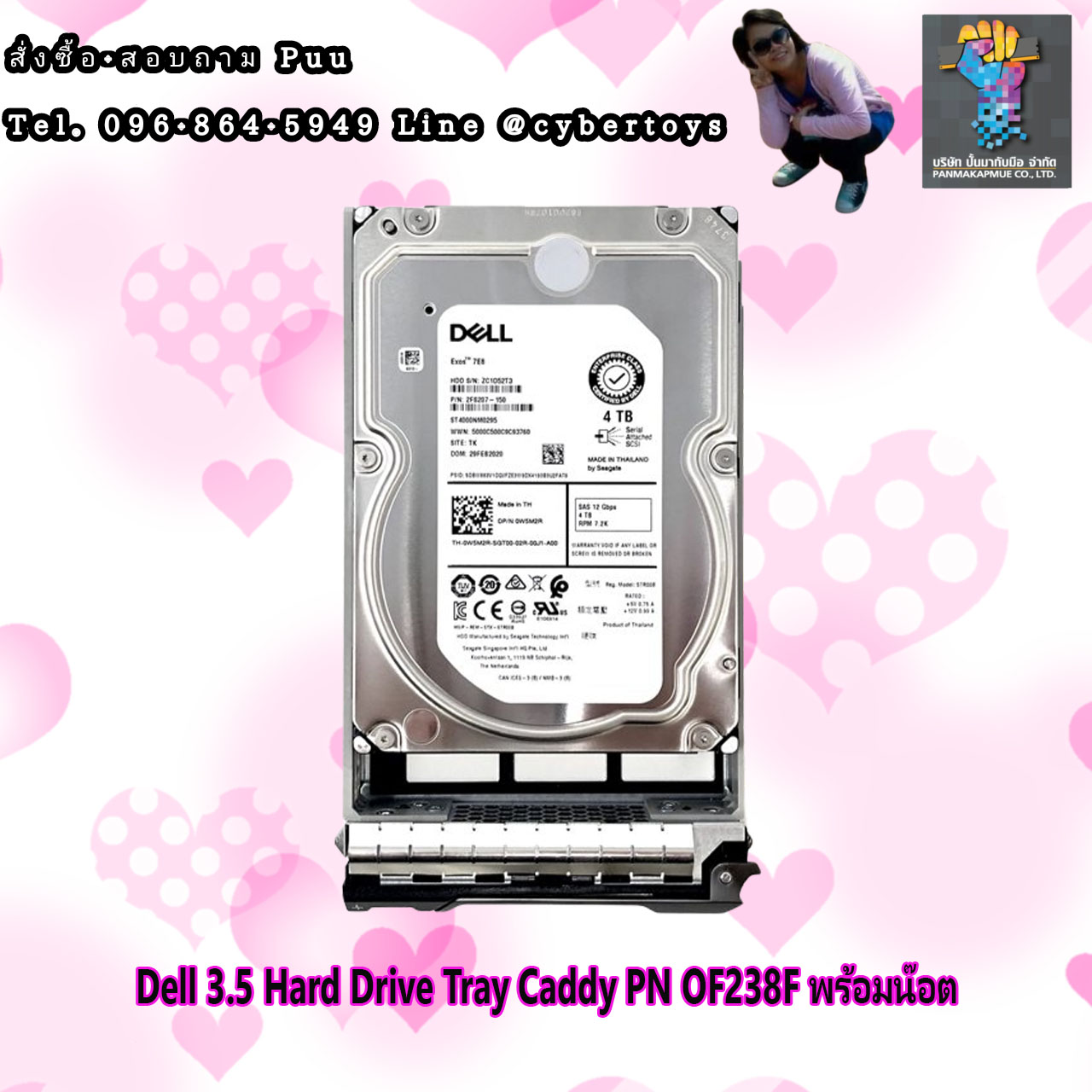 Dell 4TB SAS 3.5 12Gbps 7200RPM With Tray กล่องใหม่ มีประกันร้าน 1 เดือน