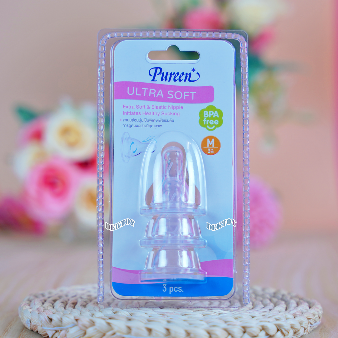Pureen เพียวรีน จุกนมเพียวรีน Ultra soft คอมาตรฐาน แพ็ค3ชิ้น
