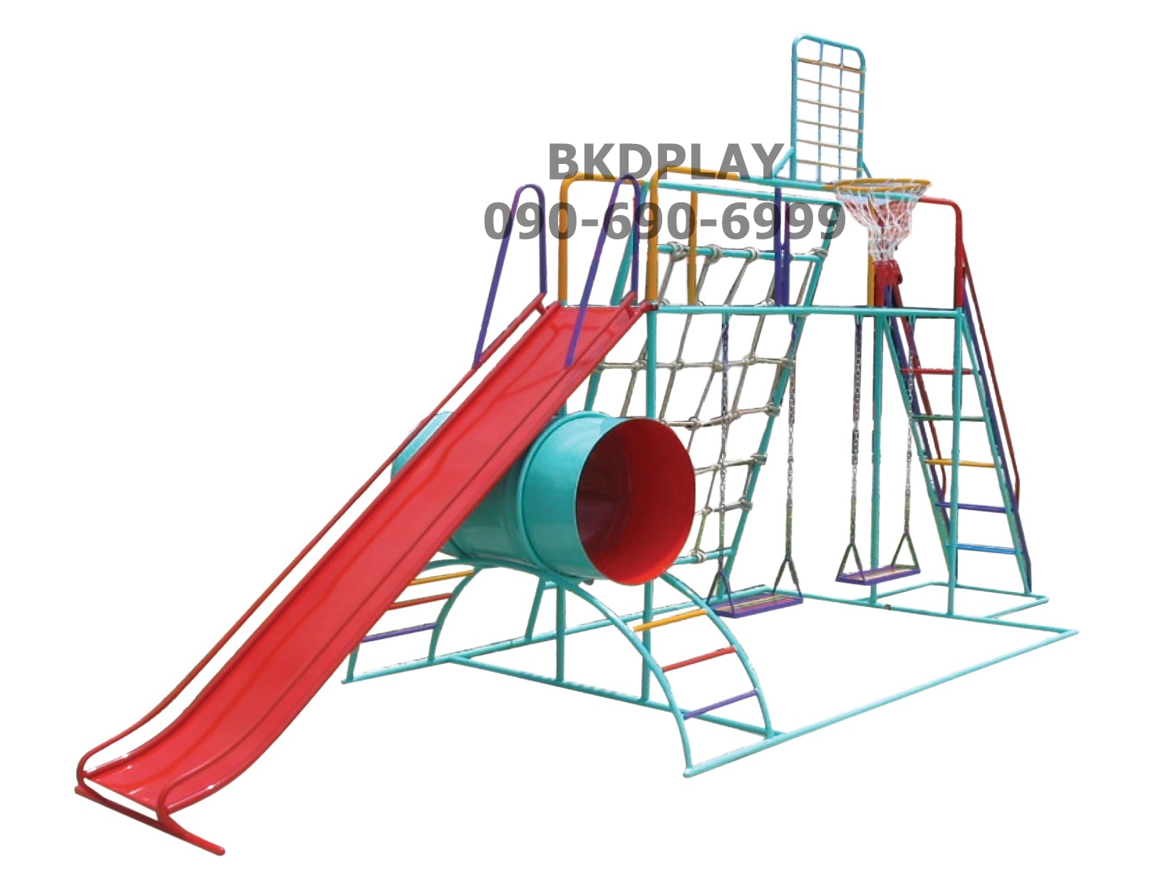 ชุดรวม E เชือกถักใหญ่ ประกอบด้วยสไลเดอร์ชิงช้าปีนป่ายแป้นบาสและถังลอดถ้ำ กระดานลื่นเหล็ก เครื่องเล่นสนามกลางแจ้ง เครื่องเล่นสนามเหล็ก OutdoorPlayground,ผลิตเครื่องเล่นสนาม,เครื่องเล่นในสนามเด็กเล่น,เครื่องเล่นงบสพฐ.,ประชารัฐ, ราคาโรงงาน