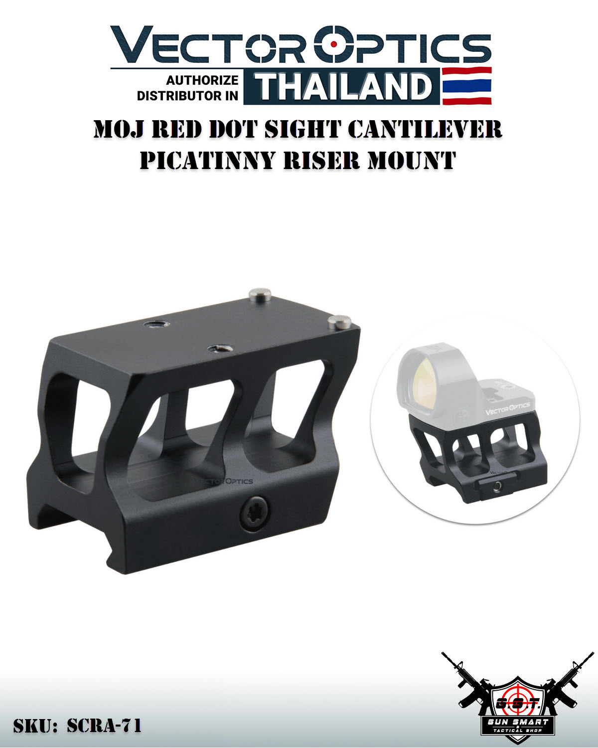 MOJ RED DOT SIGHT CANTILEVER PICATINNY RISER MOUNT