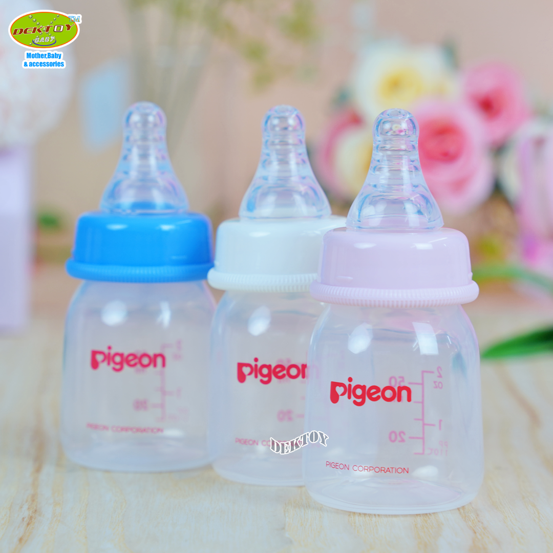 1 ขวด Pigeon พีเจ้น ขวดนมพีเจ้น PP 2 ออนซ์ คอมาตรฐาน พร้อมจุกนมเสมือนนมมารดา รุ่น มินิ size S