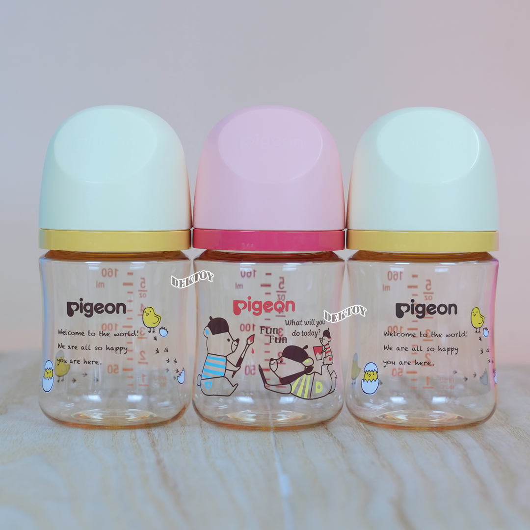 PIGEON พีเจ้น ขวดนมพีเจ้นสีชา Limited PPSU 5 ออนซ์ 160 มล. คอกว้างแพ็ค3ขวด ลาย Animal