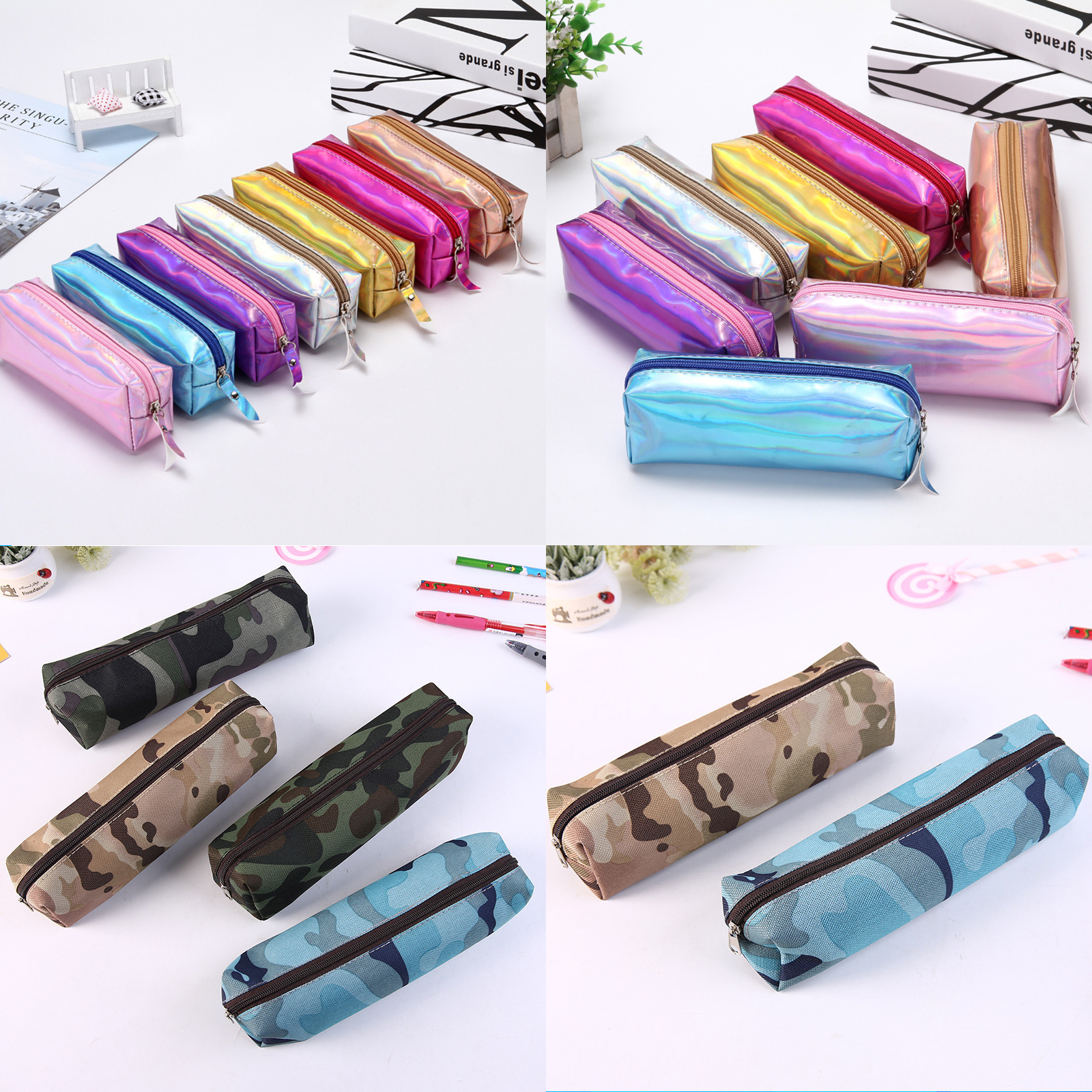 กระเป๋าซิปใส่ดินสอ มีให้เลือก2แบบ แบบกลิตเตอร์ / ลายพราง / ลายม้า มีให้เลือกหลายสี หลายลาย
