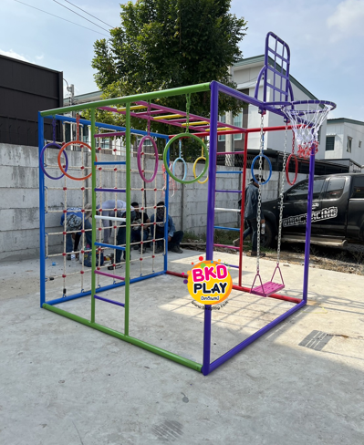 ลูกเต๋าปีนป่าย ชุดรวมปีนป่ายสี่เหลี่ยมA2 ปีนป่ายเชือก พร้อมบาร์โหน บาร์ไต่ ชิงช้า เครื่องเล่นสนามเหล็ก เครื่องเล่นสนามกลางแจ้ง OutdoorPlayground