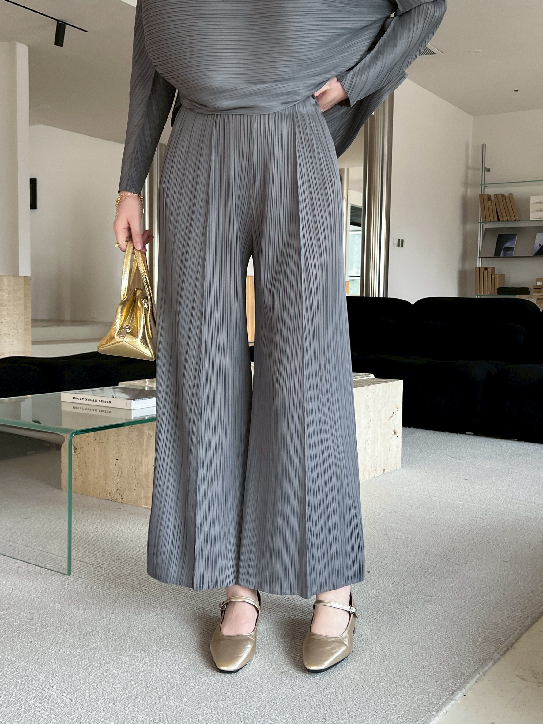 ยาว 37 นิ้ว 2MUAY รุ่น GJO10244 กางเกงอัดพลีท WIDE LEG PLEATED PANTS 8 สี FREE SIZE