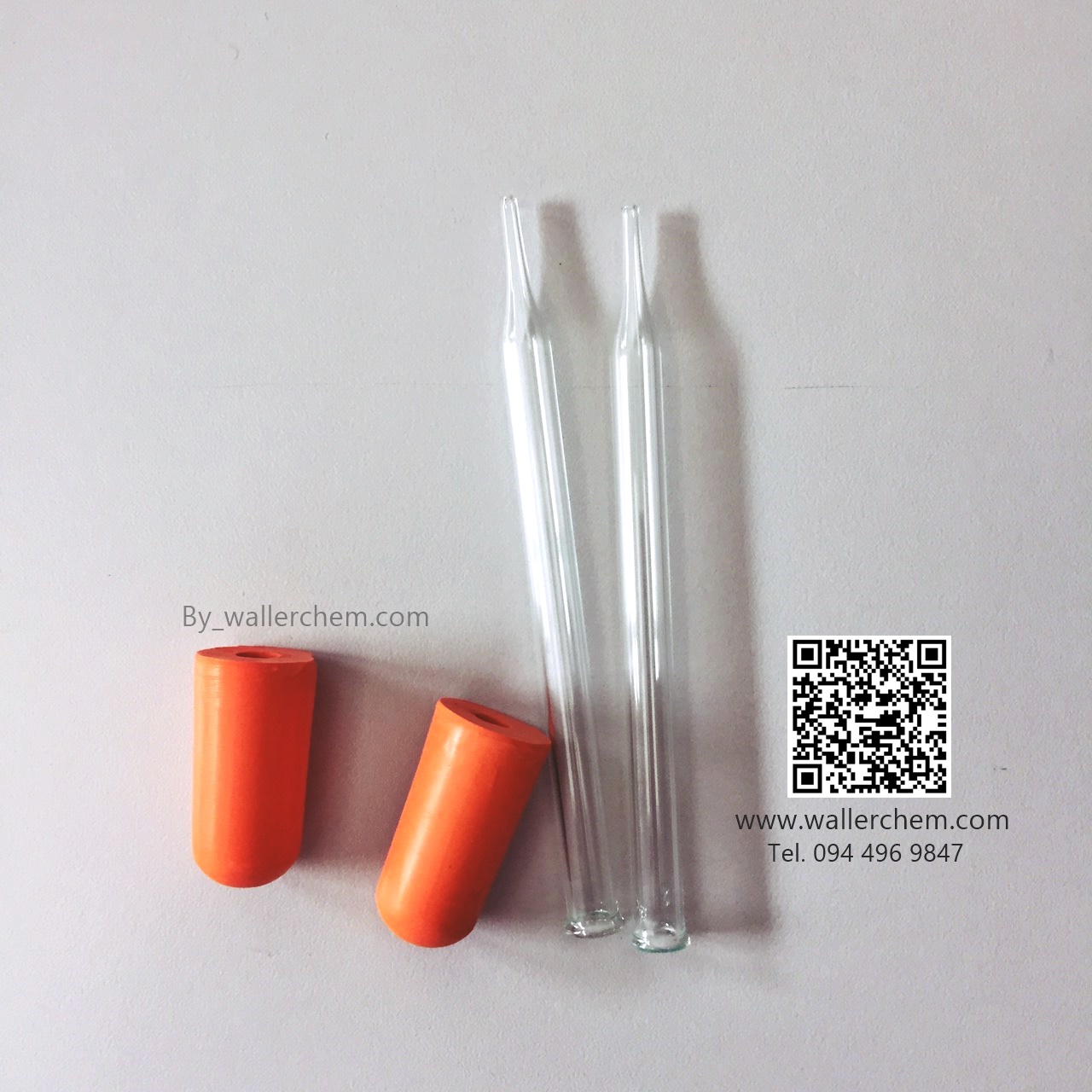 หลอดหยดสาร (dropper) ยาว 8cm พร้อมลูกยางสีส้ม