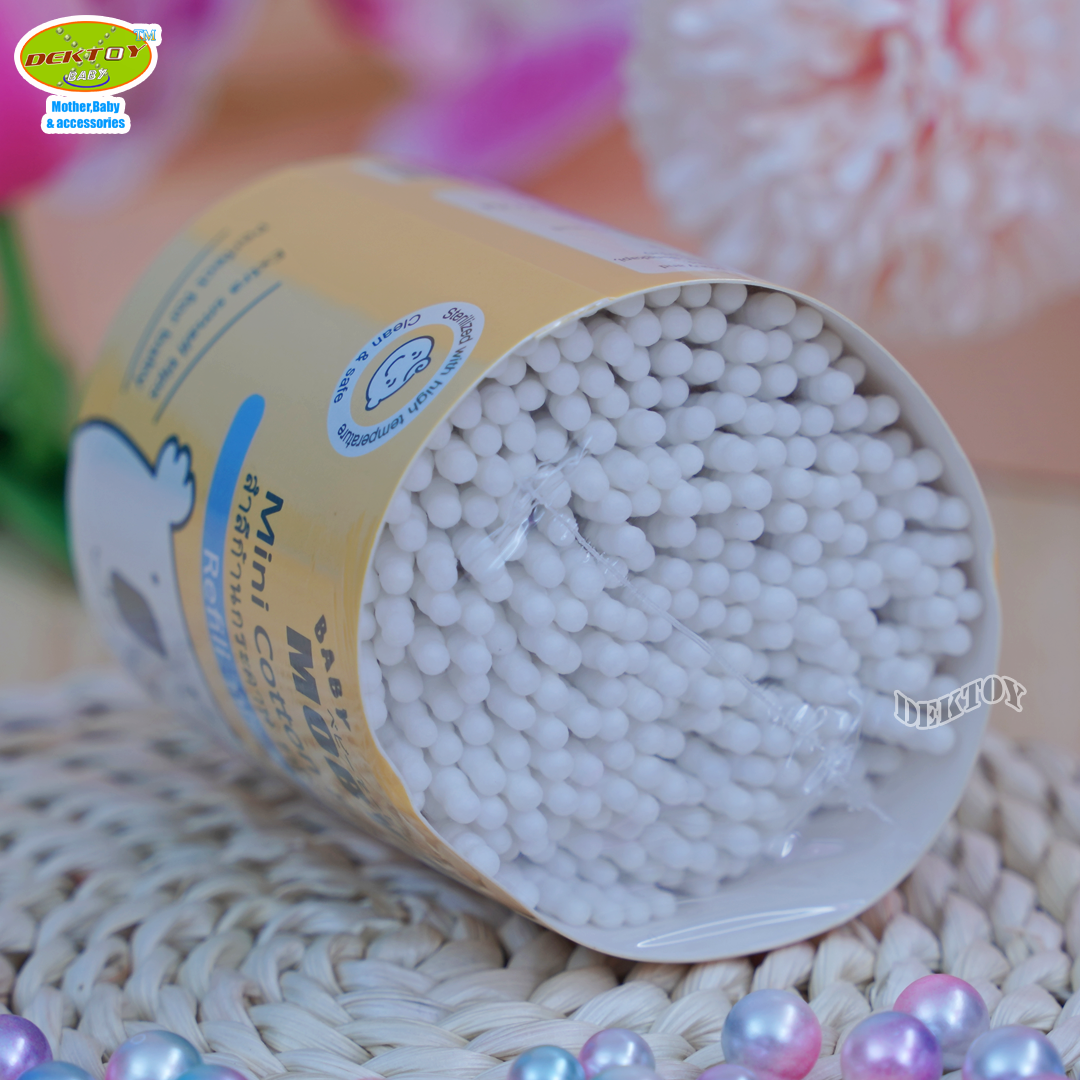 Baby moby เบบี้โมบี้ สำลีก้านจิ๋ว คอตตอนบัตก้านกระดาษหัวเล็ก ชนิดเติม 280 ก้าน