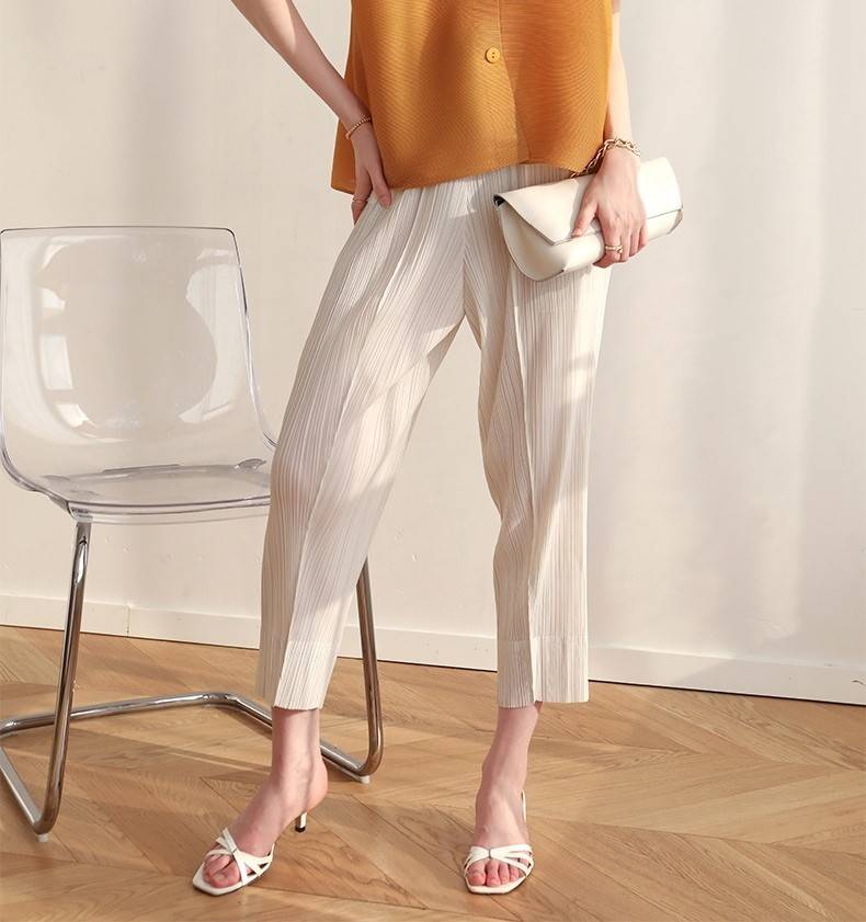 ปรับราคาลง20%!! ยาว34นิ้ว! 2MUAY รุ่น GJO7582 กางเกงพลีทคุณภาพ SLIM TUCK PLEATED PANTS 9 สี FREE SIZE