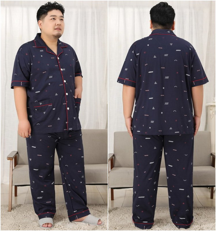 ชุดนอนผู้ชายอ้วน ไซส์ใหญ่ สีน้ำเงินลาย มีกระเป๋าที่ชายเสื้อ งานดีเกรดพรีเมี่ยม