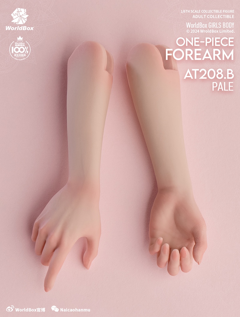 [พร้อมส่ง] Worldbox 1/6 : Accessories--- integrated arm (ท่อนแขน)- AT208B : white skin (Pale)