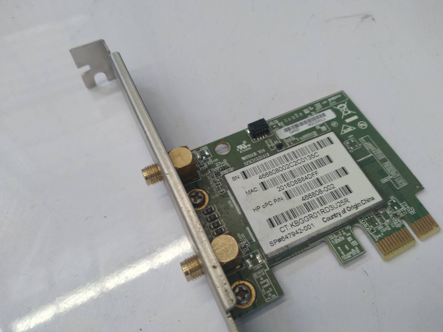 WL-LAN 802.11 B/G/N PCI-E Wireless Adapter Card 466808-002 with 497317-003 Ant ไม่มีเสา