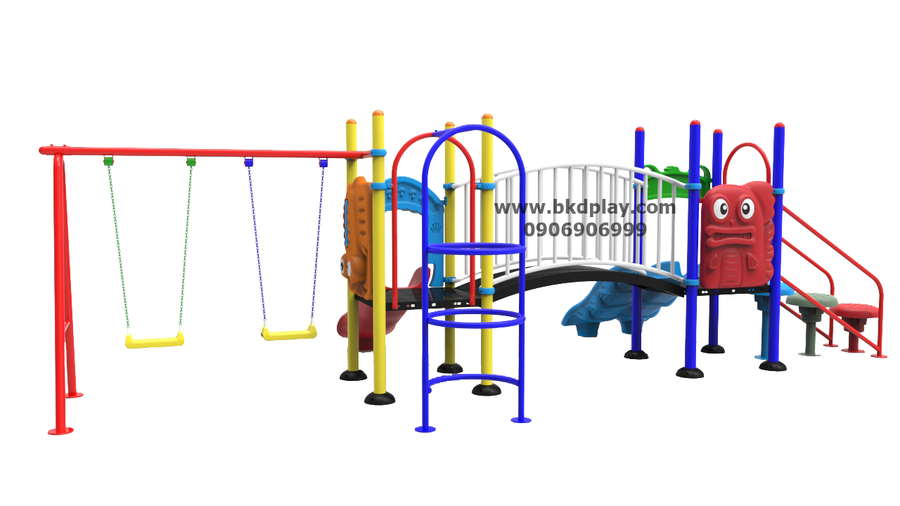 เครื่องเล่นสนามเหล็ก ชุดรวมสวนสนุก AC-14 เครื่องเล่นสนาม กลางแจ้ง เหล็ก, สไลเดอร์ ของเล่น สนามเด็กเล่น สั่งผลิต 10-20 วัน ขนาด 340x700x200 ซม.