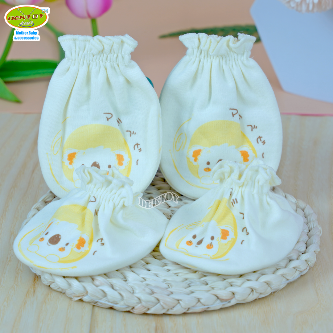 Mami baby ถุงมือ+ถุงเท้า เด็กแรกเกิด 1 คู่ สีพื้นพิมพ์ลาย