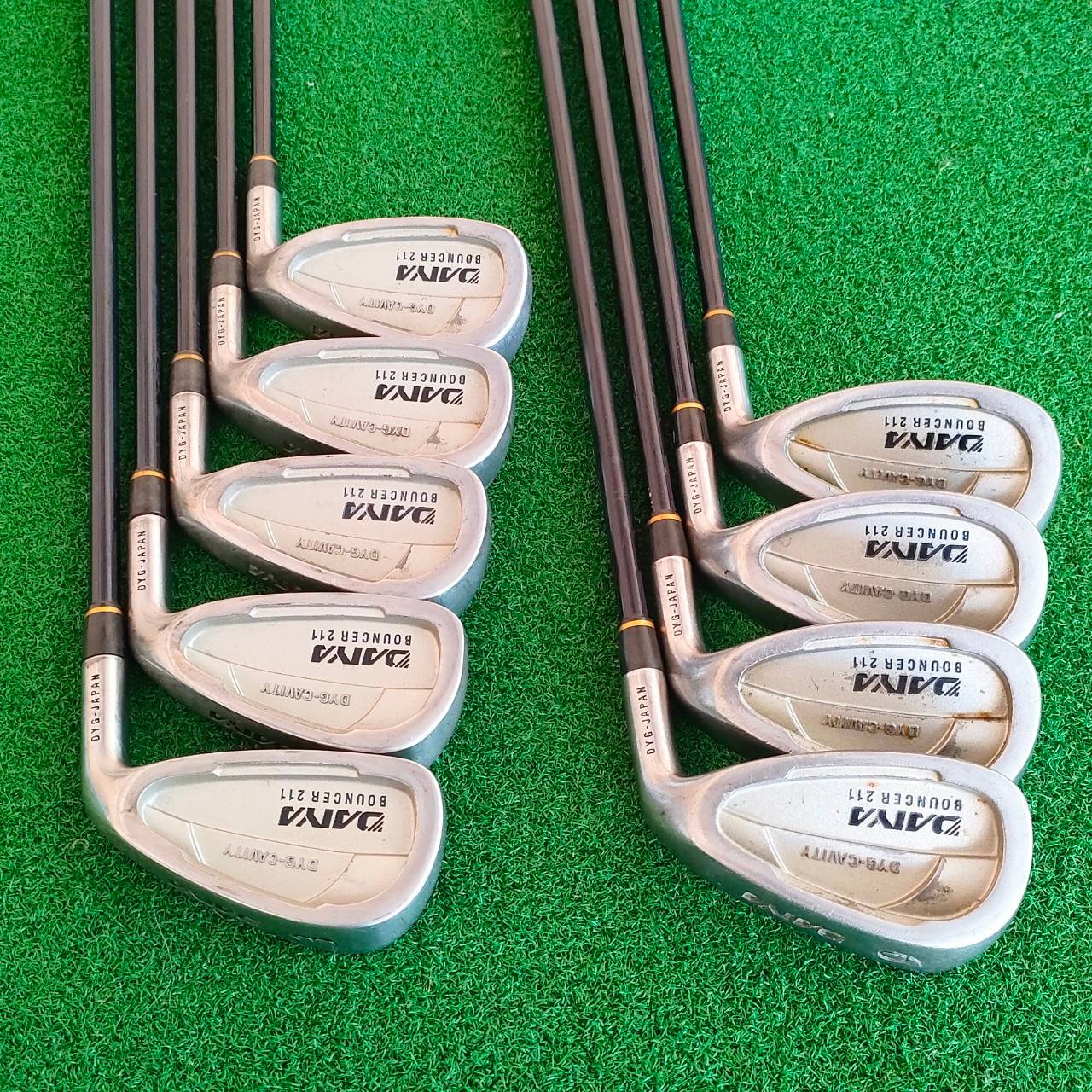 ชุดเหล็ก DAIYA BOUNCER 211 มีเหล็ก 3-9 PW AW SW ก้าน BOUNCER FLEX R ผลิตจากประเทศญี่ปุ่น ก้านกริพเดิมสวย CAVITY ลึก ตีง่าย ตีไกล ก้านกราไฟต์ เบาสบาย