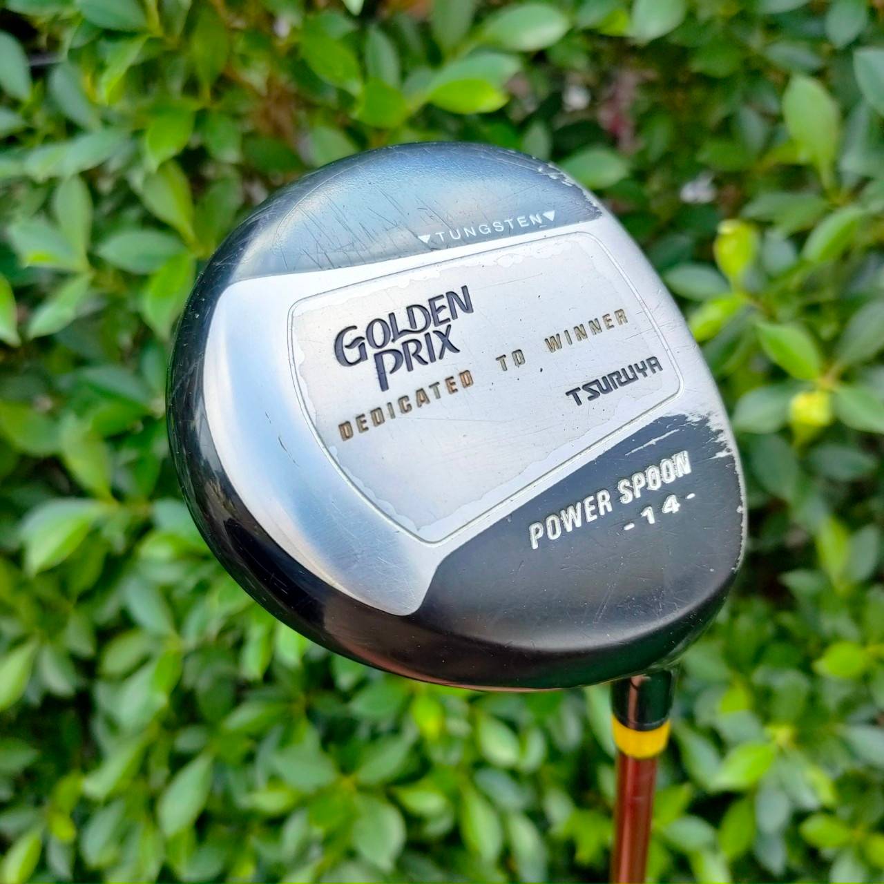 FW TSURUYA GOLDEN PRIX POWER SPOON องศา 14 ก้าน POWER GAUGE FLEX S หัวแบน ให้ฟีลลิ่งได้ดี เสียงเพราะ ตีตรง หน้าไม้มีขีด ให้ลูกแบคสปิน ลดอาการไซด์สปินได้ดี MADE IN JAPAN