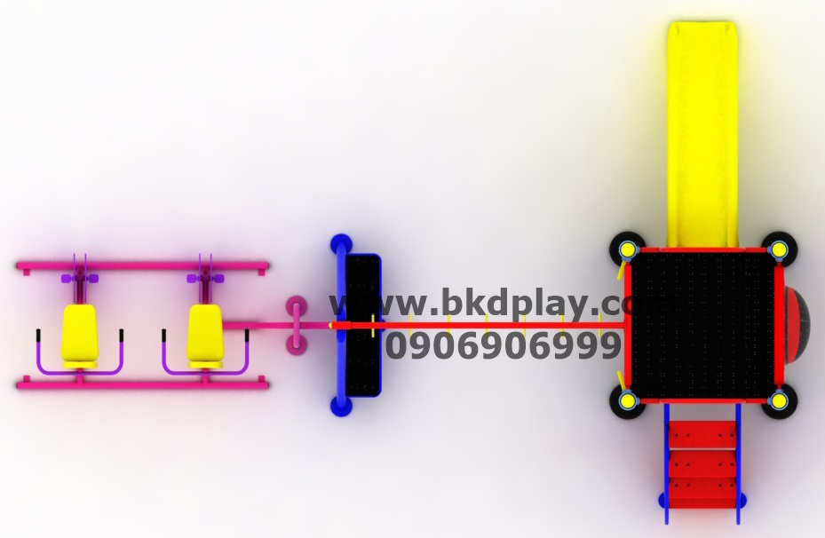 ชุดหอสไลด์80 +ห่วงโหน +จักรยานบัดดี้ เครื่องเล่นสนามกลางแจ้ง เครื่องเล่นสนามเหล็ก พร้อมเครื่องออกกำลังกายเด็ก สั่งผลิต 10-20 วัน ขนาด 400x630x220 ซม.