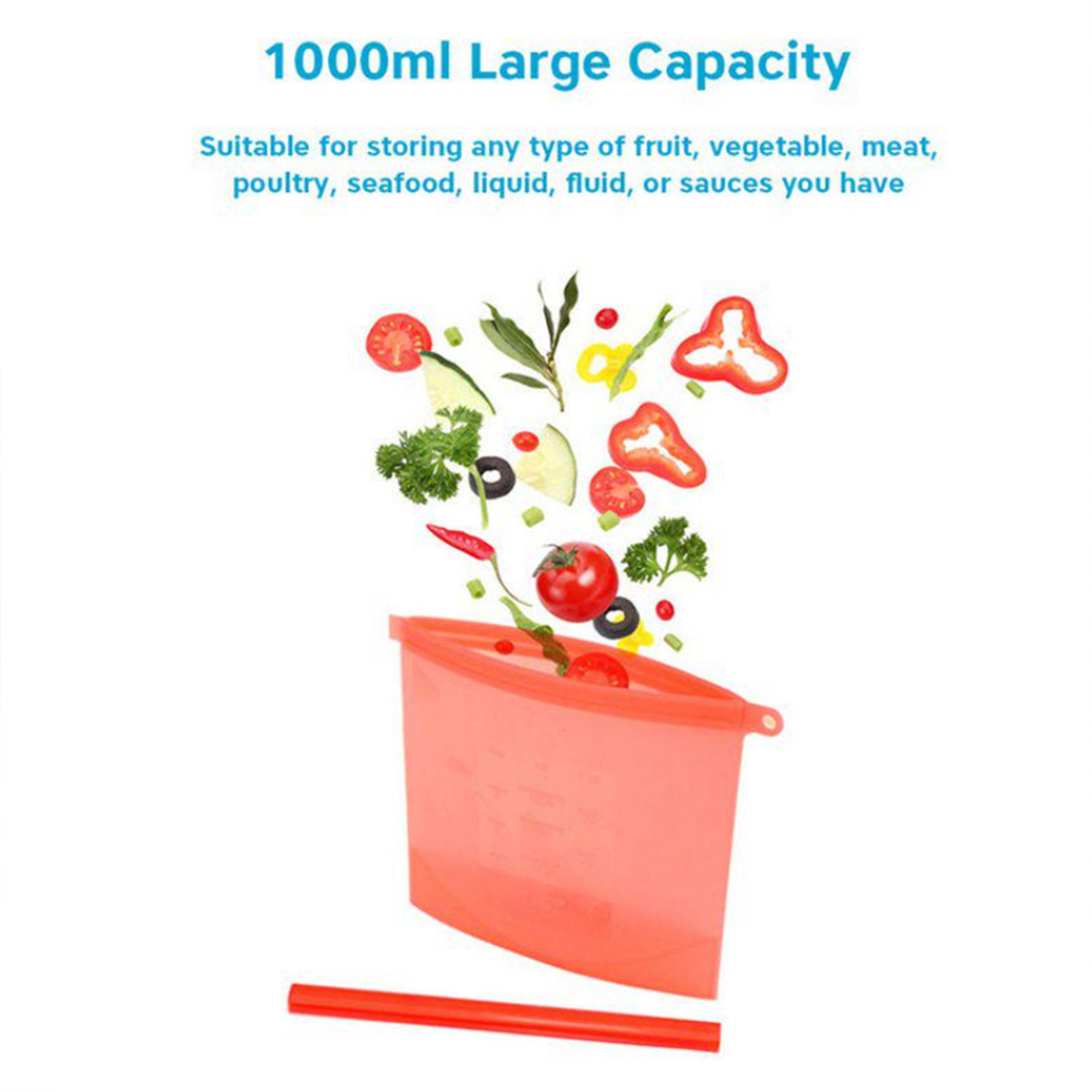 ถุงซิลิโคนบรรจุของเหลว 1L ระบบซิปล็อค เก็บอุณหภูมิได้ ถุงเก็บผัก ผลไม้ ถุงเก็บของภายในครัว