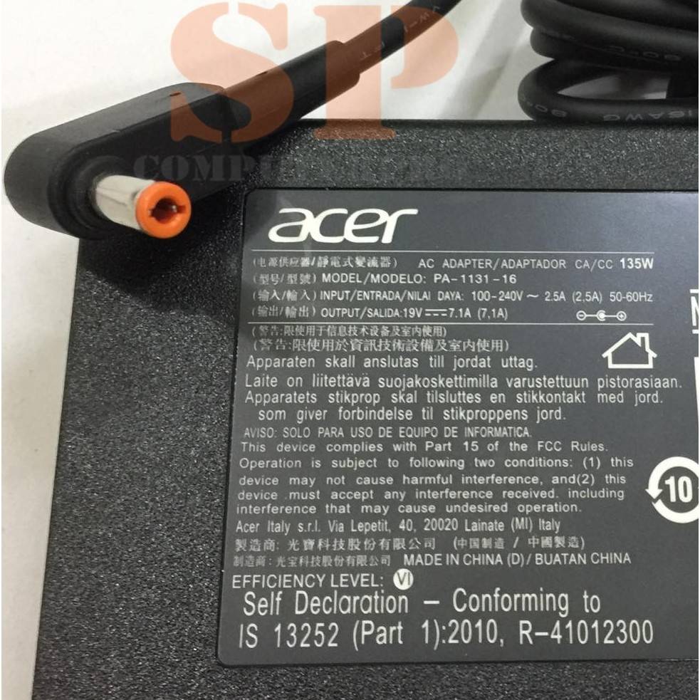 ACER Adapter อะแดปเตอร์ ของแท้ ACER Nitro VN7-591 series VN7-591G ASPIRE Z1800 AZ3-715 19V 7.1A 135W หัว 5.5*2.5