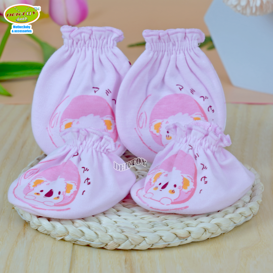 Mami baby ถุงมือ+ถุงเท้า เด็กแรกเกิด 1 คู่ สีพื้นพิมพ์ลาย