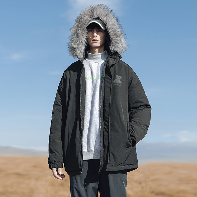 เสื้อกันหนาวแต่งเฟอร์ ด้านหลังสกรีนลายหมี-10353