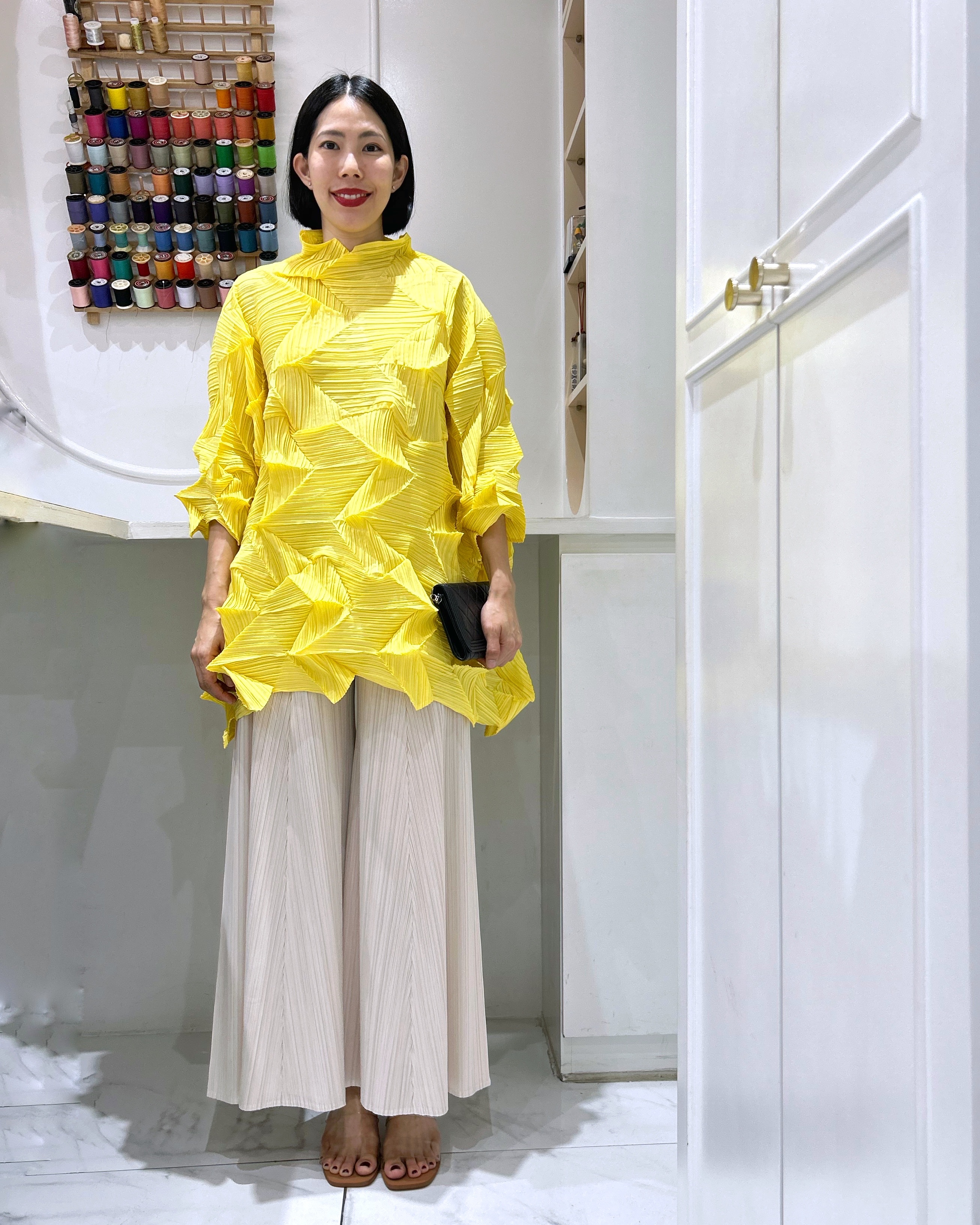 อกถึง60 ยาว31นิ้ว 2MUAY รุ่น CX6392 เสื้อพลีทคุณภาพ HIGH NECK ZIG ZAG PLEATED TOP 10 สี FREE SIZE