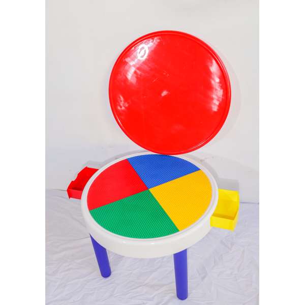 โต๊ะเลโก้ ต่อlego โต๊ะเล่นบล็อกตัวต่อสีสัน พร้อมเก้าอี้ 2 ตัว สำหรับเด็ก อนุบาล โรงเรียน เนอสเซอรี่ ศูนย์พัฒนาเด็กเล็ก