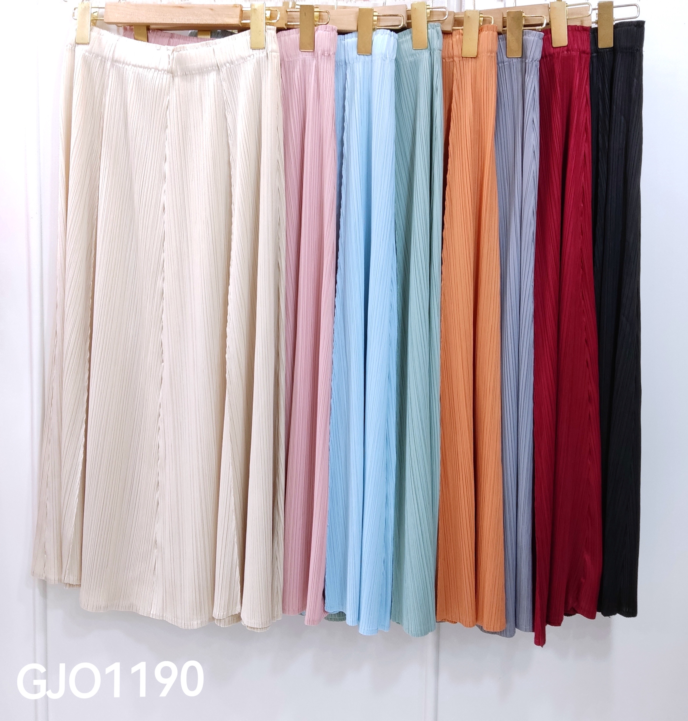 ปรับราคาลง20%!! ยาว 32.5นิ้ว! 2MUAY รุ่น GJO1190 กระโปรงพลีทคุณภาพ FLARE PLEATED SKIRT 8 สี FREE SIZE