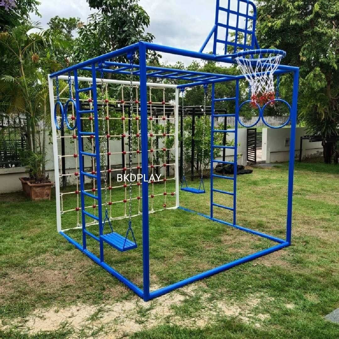 ลูกเต๋าปีนป่าย ชุดรวมปีนป่ายสี่เหลี่ยมA2 ปีนป่ายเชือก พร้อมบาร์โหน บาร์ไต่ ชิงช้า เครื่องเล่นสนามเหล็ก เครื่องเล่นสนามกลางแจ้ง OutdoorPlayground