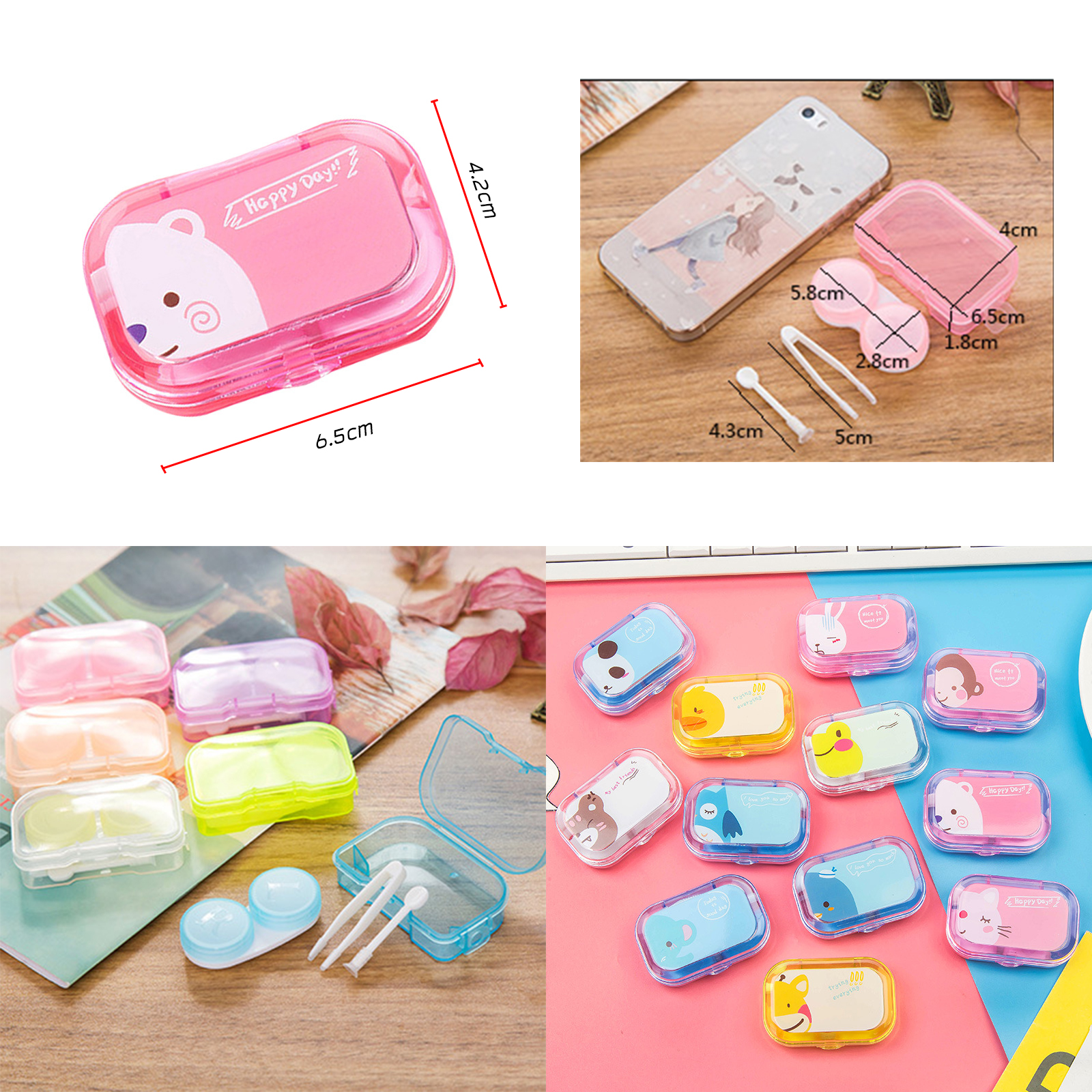 ตลับใส่คอนแทคเลนส์ ลายการ์ตูน คละลาย ขนาดเล็กพกพาง่าย ดีไซน์สวยงาม แข็งแรง